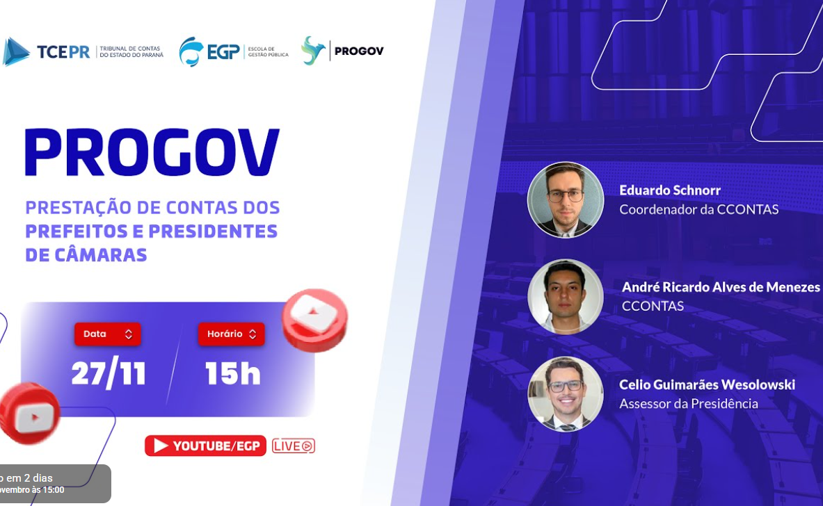 "Live": Prestação de contas anual (PCA) de 2025 dos prefeitos e presidentes de câmaras municipais paranaenses