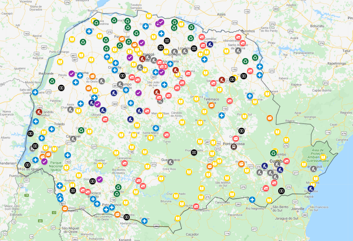 Mapa interativo com as auditorias presenciais realizadas nas edições de 2016 a 2018 do PAF