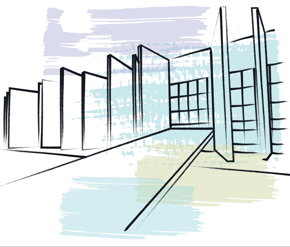 Imagem estilizada do Edifício-Sede do TCE-PR, no bairro Centro Cívico, em Curitiba. Ilustração: Núcleo de Imagem da Diretoria de Comunicação Social/Divulgação TCE-PR