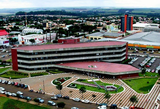 Vista aérea da Prefeitura de Cascavel, principal município do Oeste do Paraná. Foto: Divulgação