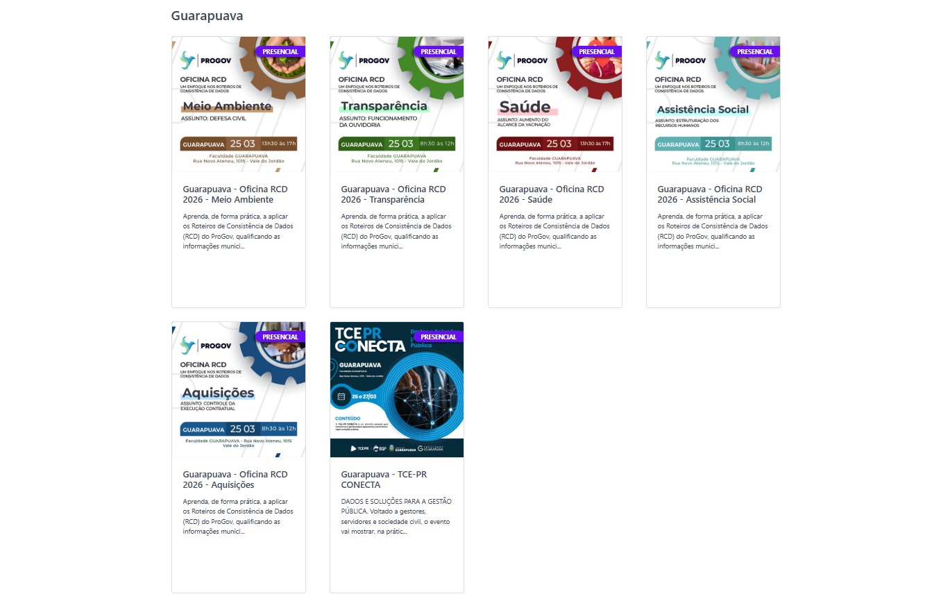 Inscrições abertas para eventos de ciclo de capacitação do TCE-PR em Guarapuava, de 25 a 27 de março