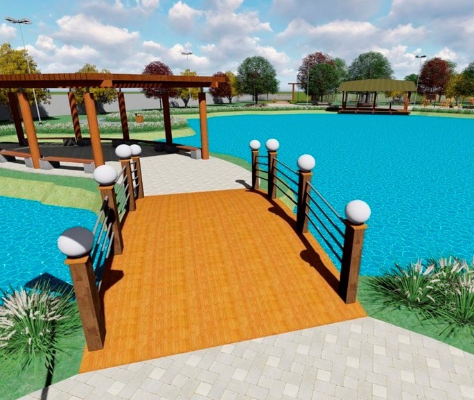 Perspectiva de parque a ser implantado em Cruzeiro do Iguaçu (Região Sudoeste) por meio do Programa Parques Urbanos, mantido pela Secretaria de Estado do Desenvolvimento Sustentável e do Turismo (Sedest-PR). Foto: Sedest-PR/Divulgação