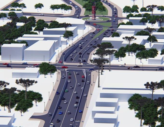 Projeto de obra de trincheira na Avenida Mário Tourinho, elaborado pelo Instituto de Pesquisa e Planejamento Urbano de Curitiba (Ippuc). Imagem: IPPUC/Divulgação