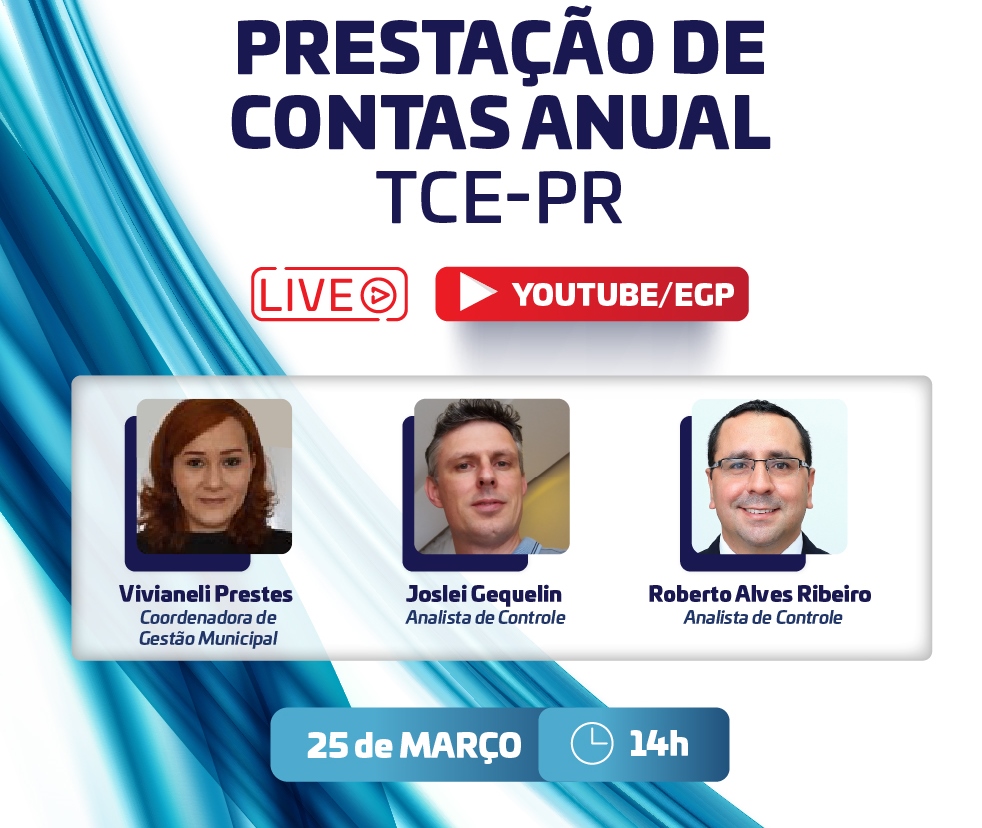 Capacitação sobre a Prestação de Contas Anual (PCA)de 2020 será realizada nesta quinta-feira (25 de março), a partir das 14h. Núcleo de Imagem/Diretoria de Comunicação Social TCE-PR